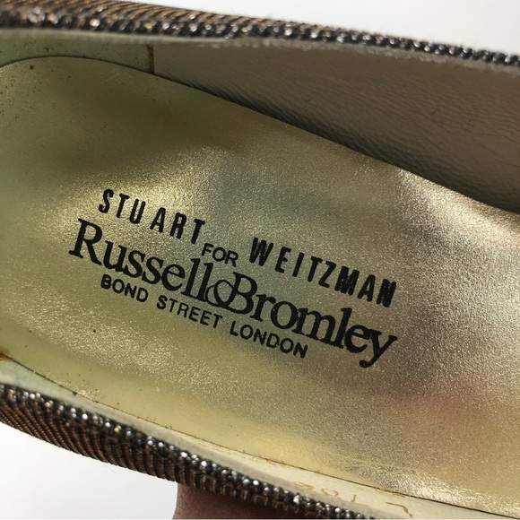 𝅺STUART Weitzman Shoes for Russell & Bromley metallic sparkle platform pumps - Picture 6 of 13